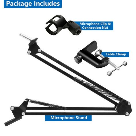 Microphone Stand, Adjustable Microphone Suspension Boom Scissor Arm ...