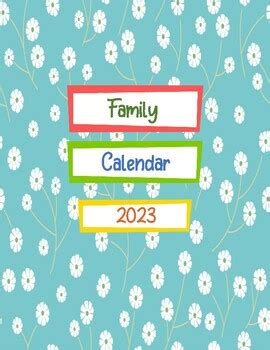 Family Monthly Calendar 2023 Digital by Tagdigt | TPT