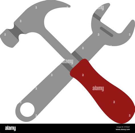 Vector Icon Illustration Of Crossed Hammer And Spanner Carpentry Tools