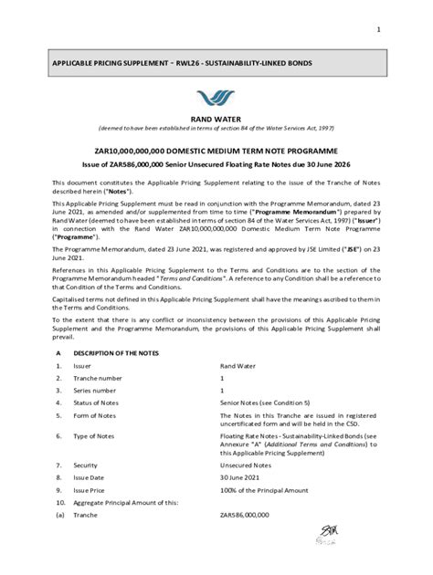 Fillable Online Applicable Pricing Supplementrwl Jse Client