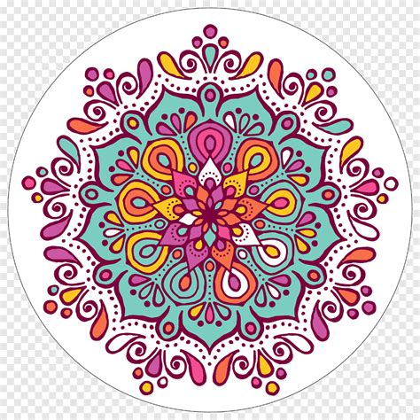 Round Pink And Multicolored Floral Mandala Coloring Book Rangoli