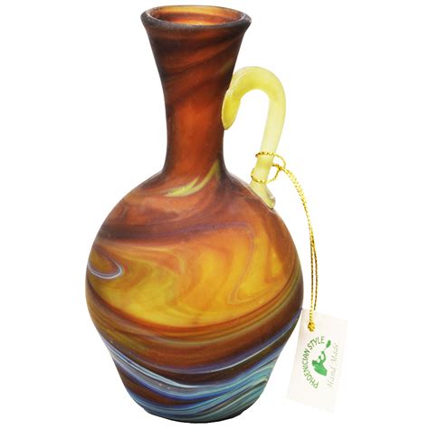 Blown Phoenician Glass Art Vinegar Jug From Israel 6