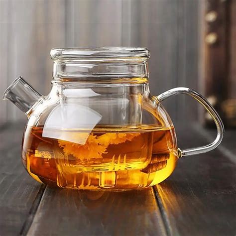 Heat Resistant High Borosilicate Glass Tea Pot With Glass Filter And Lid Kettle Handmade Glass