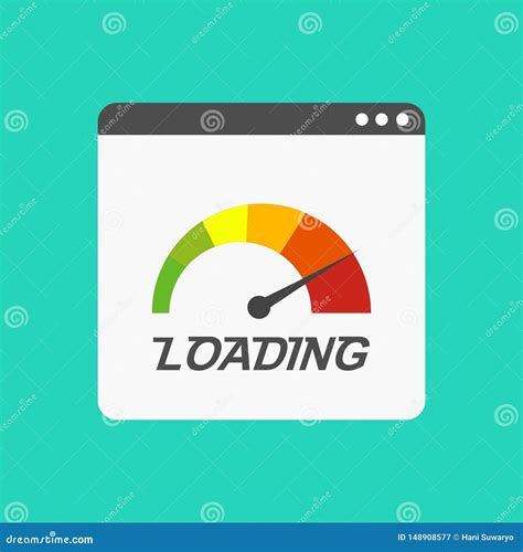 Website Speed Loading Time. Web Browser with Speedometer Test Showing