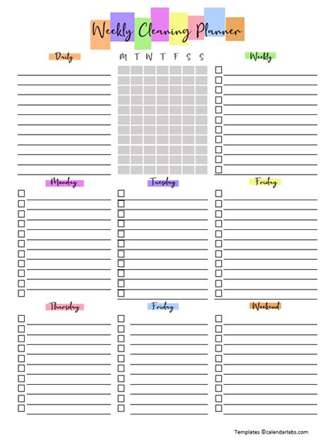 Daily Cleaning Schedule Template Infoupdate Org