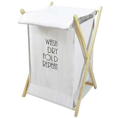 Large Wooden Folding Laundry Hamper Basket Washing Clothes Storage