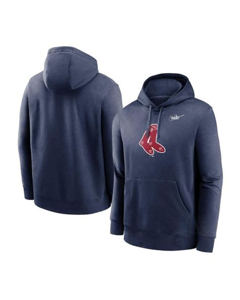 Nike Fleece Navy Boston Red Sox Cooperstown Collection Logo Club Pullover Hoodie In Blue For Men