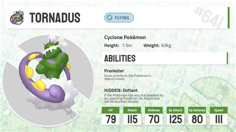 641 Incarnate Tornadus Pokecharms Pokédex