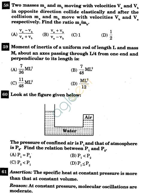 Nstse Solved Question Paper For Class Xi Pcm Physics