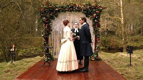 Starz Outlander The Ridge Wedding Altar Platform Flowers Macrame