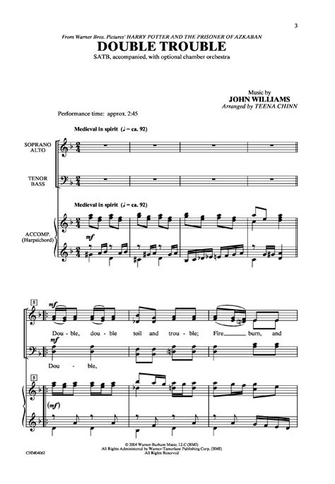 Double Trouble Satb By John Williams Arr Orchestra Music Double