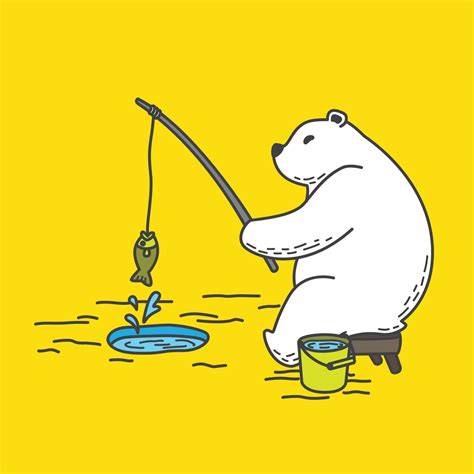 Polar Bear Fishing Illustration Cartoon Character 2278557 Vector Art At