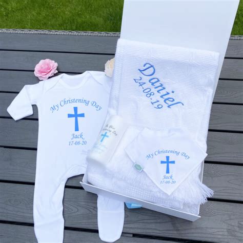 Personalised Christening Vest Blue Or Pink The Embroidery Hut The