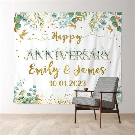 lofaris elegant simple leaves happy anniversary backdrop