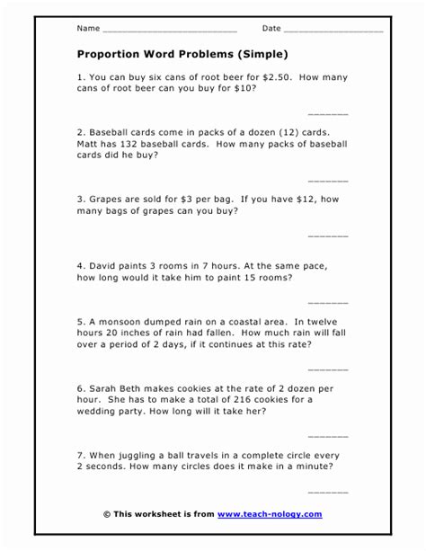 50 Solving Proportions Word Problems Worksheet