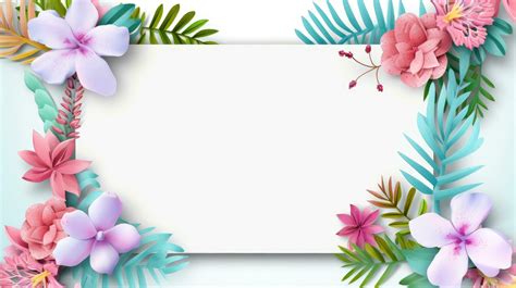 Floral Border Frame Card Template Multicolor Flowers Leaves For Banner Wedding Card