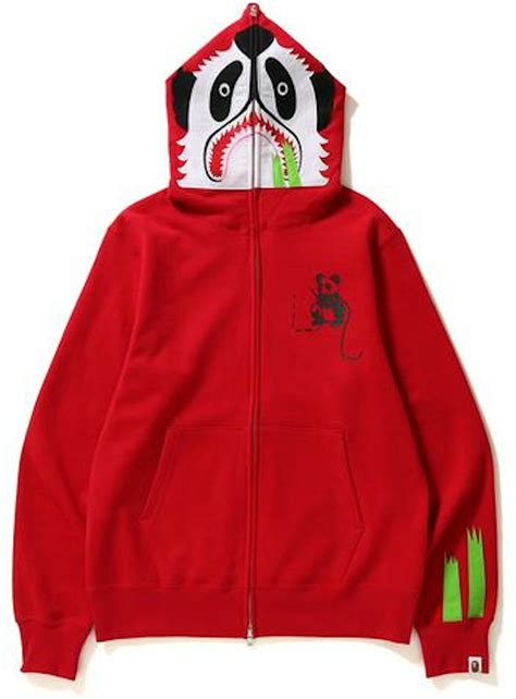 BAPE Panda Full Zip Hoodie Red