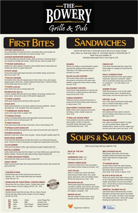 Menu – The Bowery Grille & Pub