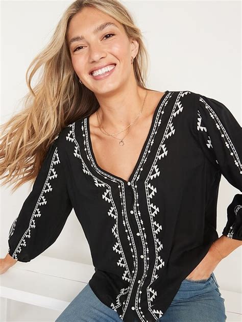 Old Navy Long Sleeve Embroidered Boho Blouse For Women