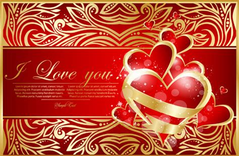 Golden Floral Valentine Card Vector Vectors Graphic Art Designs In