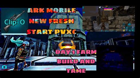 ARK MOBILE PVXC NEW FRESH START DAY 1 FARM BUILD AND TAMES YouTube