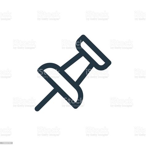 Push Pin Vector Icon Isolated On White Background Outline Thin Line