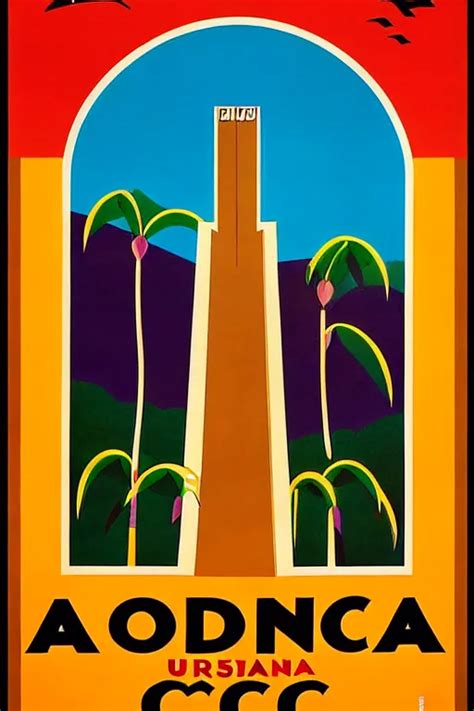 Art Deco Travel Poster Costa Rica Monteverde With Stable Diffusion