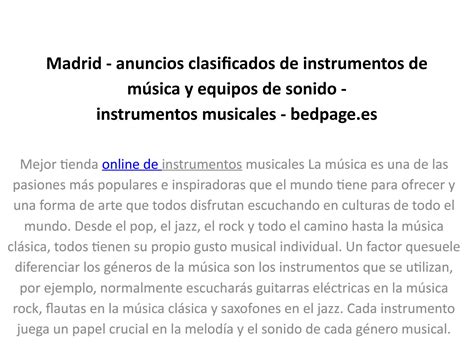 Madrid anuncios clasificados de instrumentos de música y equipos de