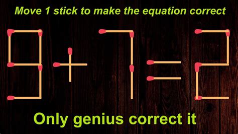 Fix The Equation By Moving Stick Matchstick Puzzle Matches Math