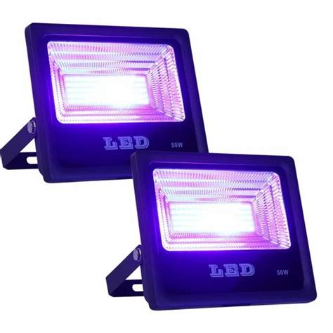 2 Pack 50w 395nm Uv Led Black Light Floodlight With Us Plug Blacklight For Curing Parties