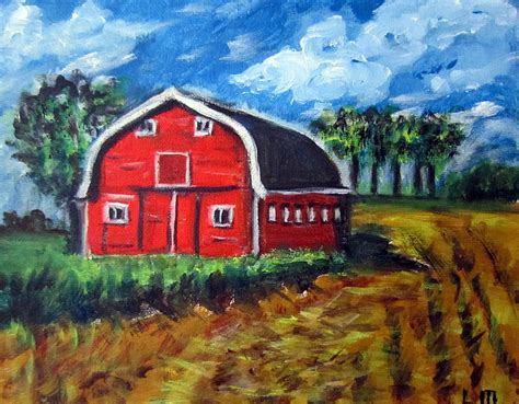 The Red Barn Painting By Lia Marsman Pixels