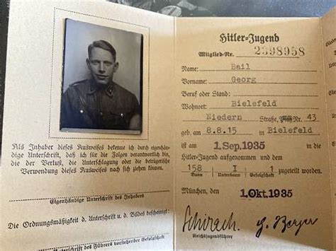 Hitler Jugend Mitglieds Ausweis