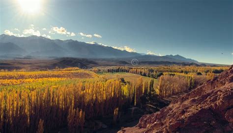 Sunny Autumn Afternoon By The Andes Mountains In The Valley Of