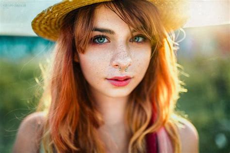 Wallpaper Face Women Redhead Model Nose Rings Long Hair Skin