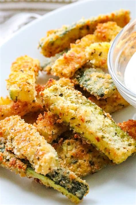 This Baked Zucchini Sticks Recipe Coated In Bread Crumbs Herbs And Parmesan Cheese Make An