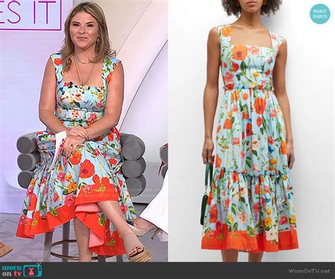 Wornontv Jennas Blue Floral Midi Dress On Today Jenna Bush Hager