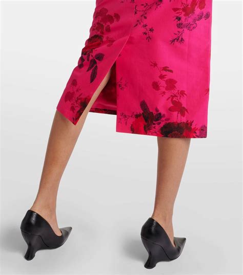 Erdem Floral Cotton Faille Pencil Skirt Erdem