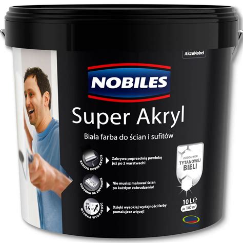 Nobiles SUPER AKRYL biała akrylowa emulsja do ścian i sufitów 10l TARTI