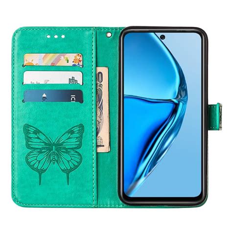 For Infinix Hot 20S 20 Pro X6827 Embossed Butterfly Flip Leather Phone Case Green Alexnld