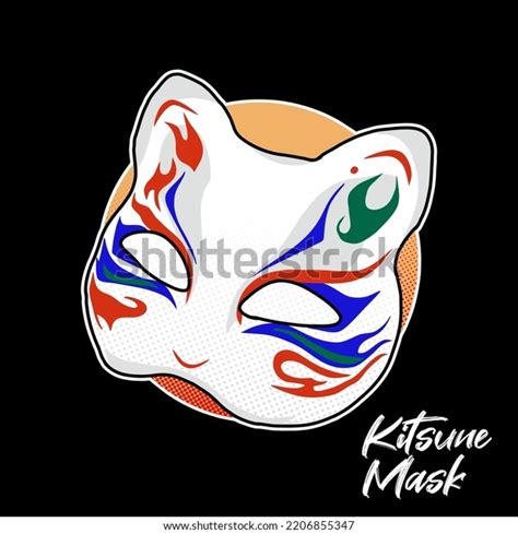 Kitsune Mask Artwork Sakura Japanese Mask Stock Vector Royalty Free