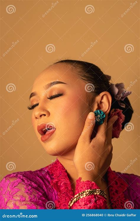 Asian Woman Wearing A Pink Dress Called Kebaya With A Hot Pose Stock Photo Image Of Indonesian