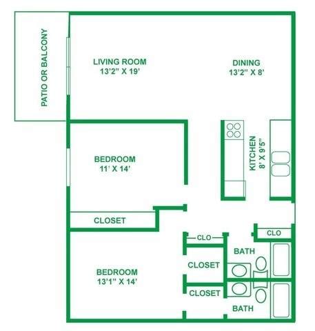 White Oak | 2 Bed Apartment | Glen Oaks Commons