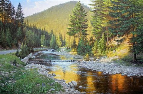 Mountain River Original Large Paintingartist IVAN PETRIV Etsy