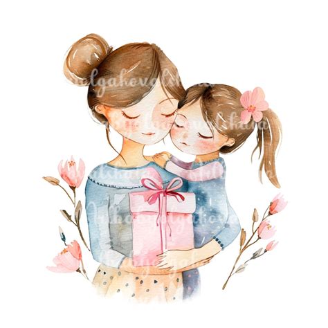 Mothers Day PNG, Mothers Day Card, Mom and Daughter, Digital Download ...