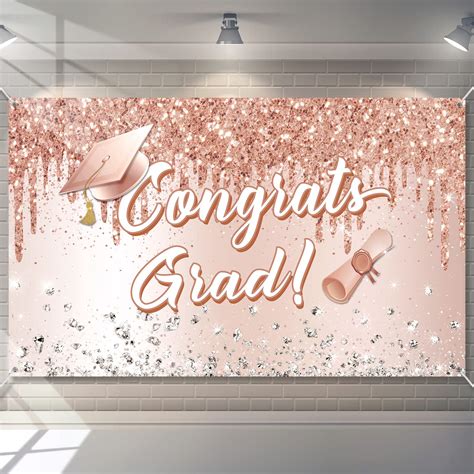 Buy 2022 Pink Rose Gold Graduation Backdrop Graduation Party Banner