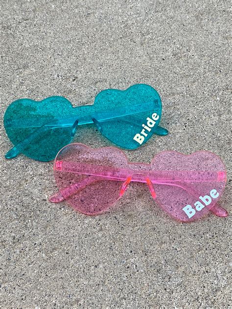 PERSONALIZED Rimless Heart Shaped Sunglasses Bride Etsy