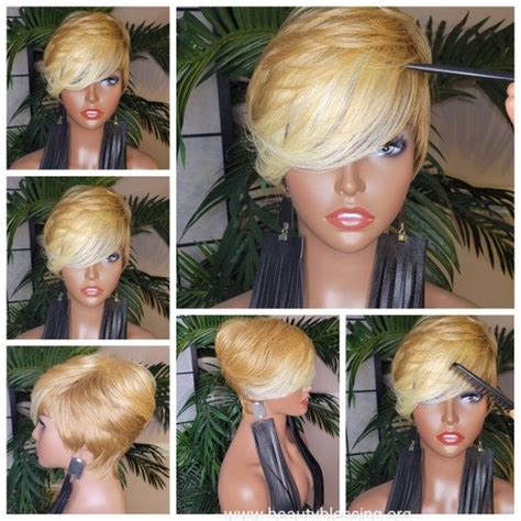 Wig Short Wig Pixie Cut Style With Swoop Bangs Wigs For Women Ombre Dirty Blonde Sandy Blonde