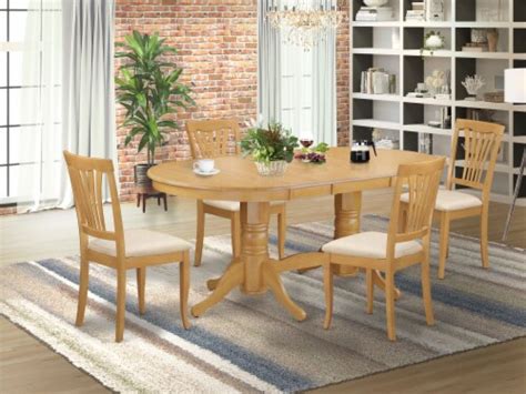 East West Furniture Vancouver 5 Piece Wood Dining Room Set In Oak 1