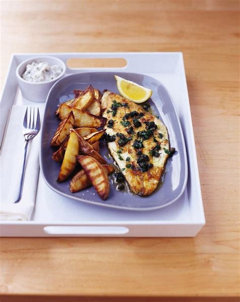 Pan-fried plaice with potato wedges recipe | delicious. magazine