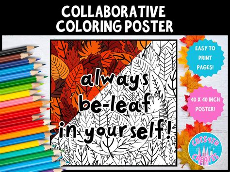 Collaborative Coloring Poster Fall Autumn Teamwork Activity Always Be